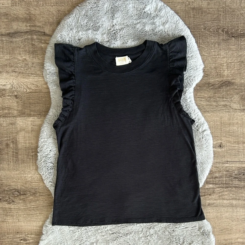 NATION LTD Paulette Tank Reverse Slub In Jet Black L - Picture 4 of 9